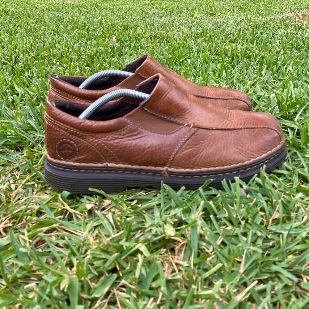 Dr. Martens Tevin Mens Brown Pebbled Leather Slip On Loafers Size 11 AW004